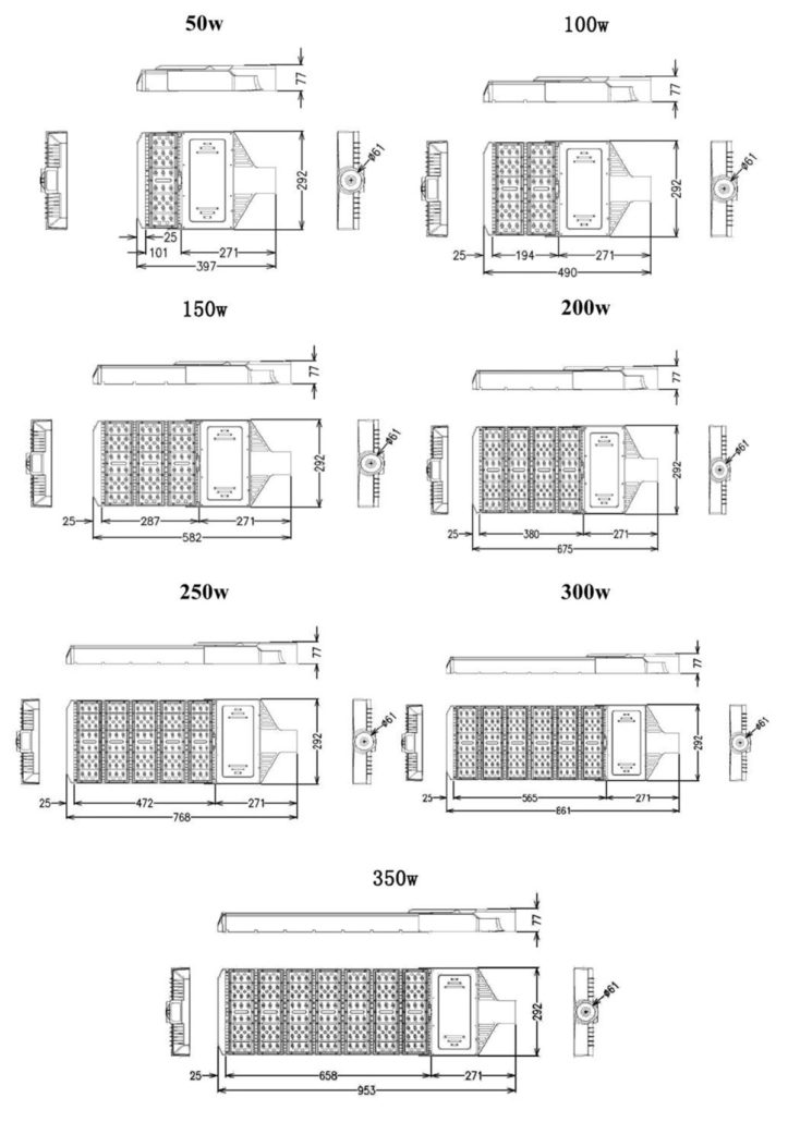 Led Roadway Light Dimesion